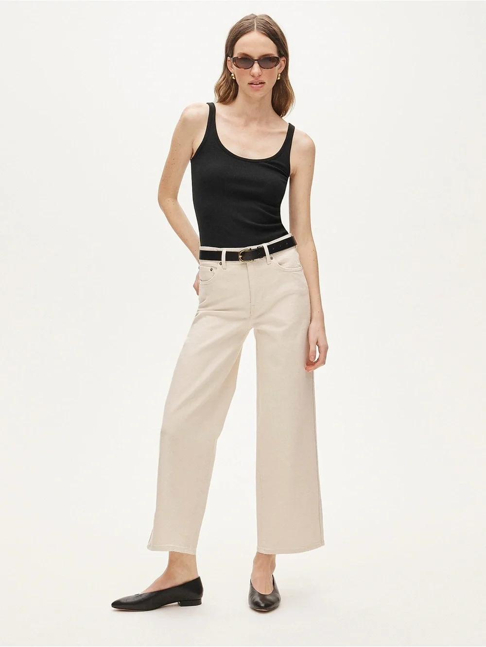 J. Crew Everyday Wide-Leg High-Rise Jeans in Cream